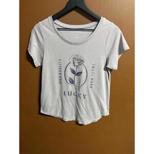 Lucky Brand Gray Graphic Rose Tee – Size Small